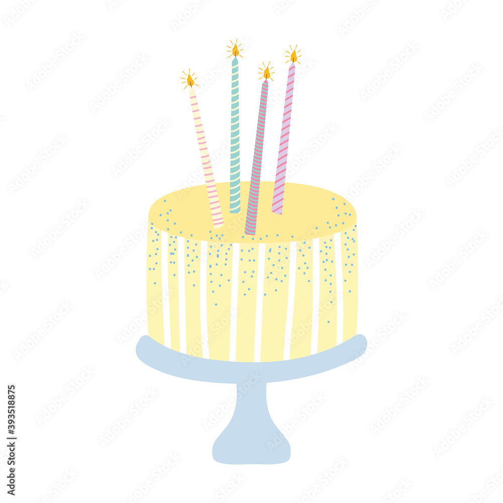 Wall mural birthday cake with candles celebration isolated icon