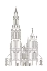 Brushed aluminium prints Antwerp Vector illustration of Cathedral of Our Lady, Antwerp, Belgium