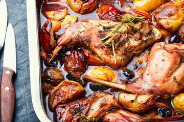Baked hare or rabbit
