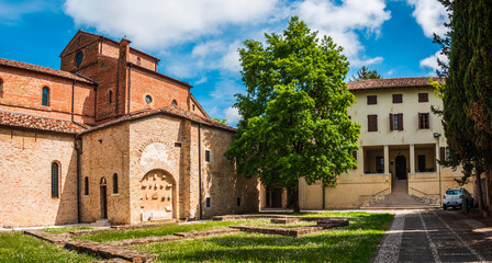 Fototapeta na wymiar Ancient fortified village and abbey of Sesto al Reghena. Italy