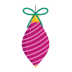 merry christmas striped ball with ribbon decoration celebration icon design