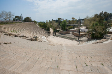 High angle view of roman amphitheater; Tunis; Tunisia