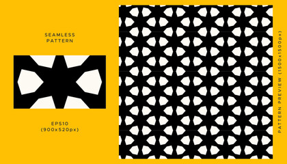Geometric seamless pattern. Black design on a light background. Trendy textile, fabric, wrapping. Modern stylish abstract texture. Vector illustration.