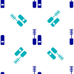 Fototapeta premium Blue Mascara brush icon isolated seamless pattern on white background. Vector.
