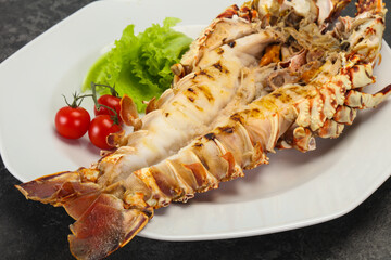 Grilled crayfish in the plate
