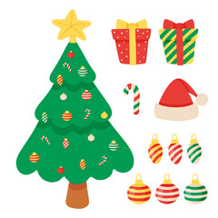 Cute vector set of hygge stickers. Hand drawn illustration winter and christmas funny elements. New year design. Cartoon style.