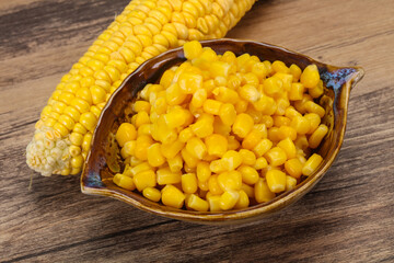 Young corn seeds in the bowl