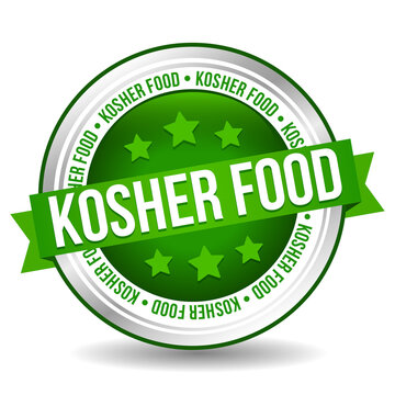 Kosher food Badge - Online Button - Banner with Ribbon.