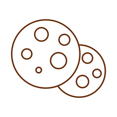 cookies with chocolate chips dessert cartoon line icon