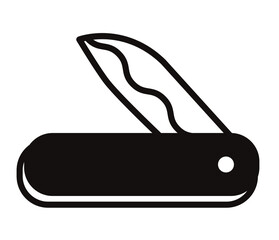 折りたたみナイフのシンプルなアイコン/白黒