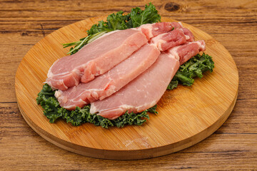 Raw pork steak for cooking