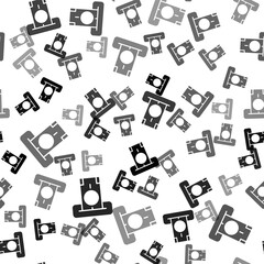 Black ATM - Automated teller machine and money icon isolated seamless pattern on white background. Vector.