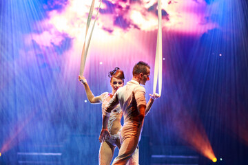Aerialist perform live in the show.