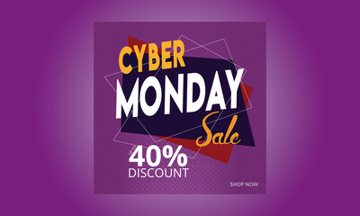 Cyber Monday template set. November Shopping Discount Offer design.