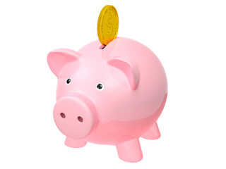 Piggy bank and coin.