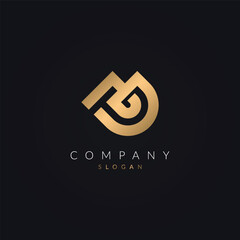 Abstract Creative MD letter gold color Minimalist logo icon template vector.