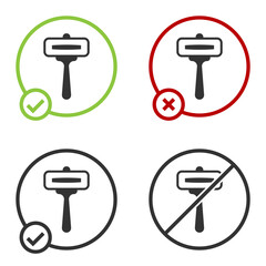 Black Shaving razor icon isolated on white background. Circle button. Vector.