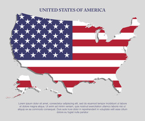 USA country map America with create flag, creative