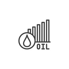Crude oil diagram line icon. Petroleum infographic linear style sign for mobile concept and web design. Oil price rise chart outline vector icon. Symbol, logo illustration. Vector graphics