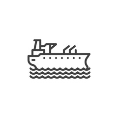 Oil tanker ship line icon. linear style sign for mobile concept and web design. Tanker ship outline vector icon. Symbol, logo illustration. Vector graphics