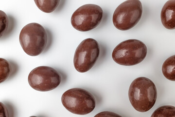 Chocolate balls on a white background