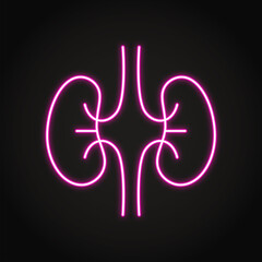 Neon human kidneys icon in line style