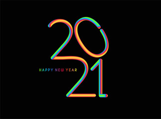 Happy New Year 2021 Text Typography Design Patter, Vector illustration.