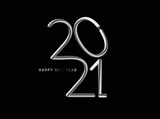 Happy New Year 2021 Text Typography Design Patter, Vector illustration.