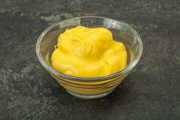 Natural cheese sauce in the bowl