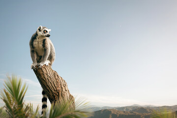 Ring-tailed lemur sitting on a tree © photoschmidt