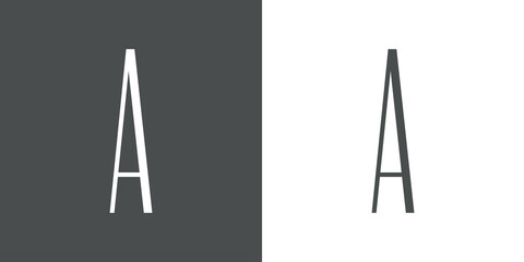 Logotipo inicial letra A simple en linea delgada en fondo gris y fondo blanco