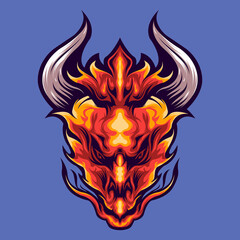 Head fire dragon illustration