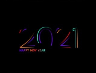 Abstract Happy New Year 2021 Text Typography Design Patter, Vector illustration.