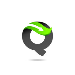 leaf logo with letter q concept, eco logo letter q