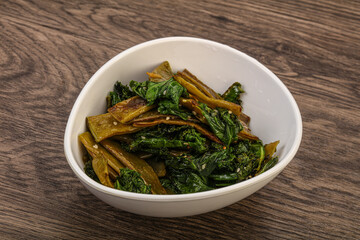 Vagan cuisine with roasted green bean