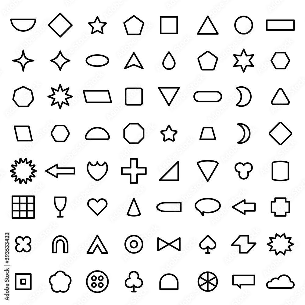 Poster vector outline basic shape collection for your design. polygonal elements with sharp and rounded edg