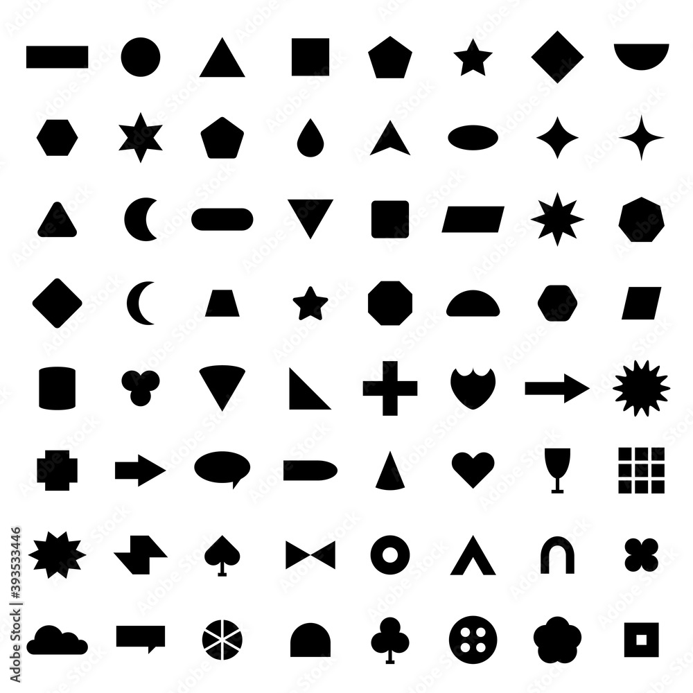 Poster vector basic shape collection for your design. polygonal elements with sharp and rounded edges