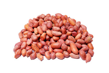Raw nuts on white background. Peanuts isolated.