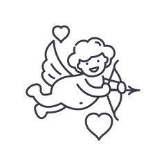 Cupid icon, linear isolated illustration, thin line vector, web design sign, outline concept symbol with editable stroke on white background.
