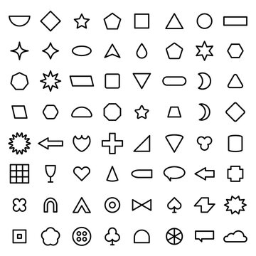 Vector outline basic shape collection for your design. Polygonal elements with sharp and rounded edges