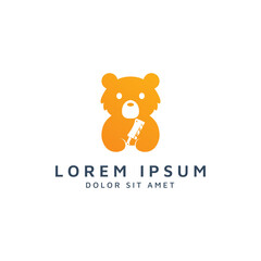 bear and knife negative space logo design