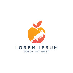 apple and knife negative space logo design