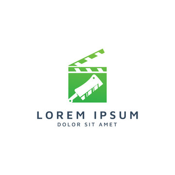 movie and knife negative space logo design