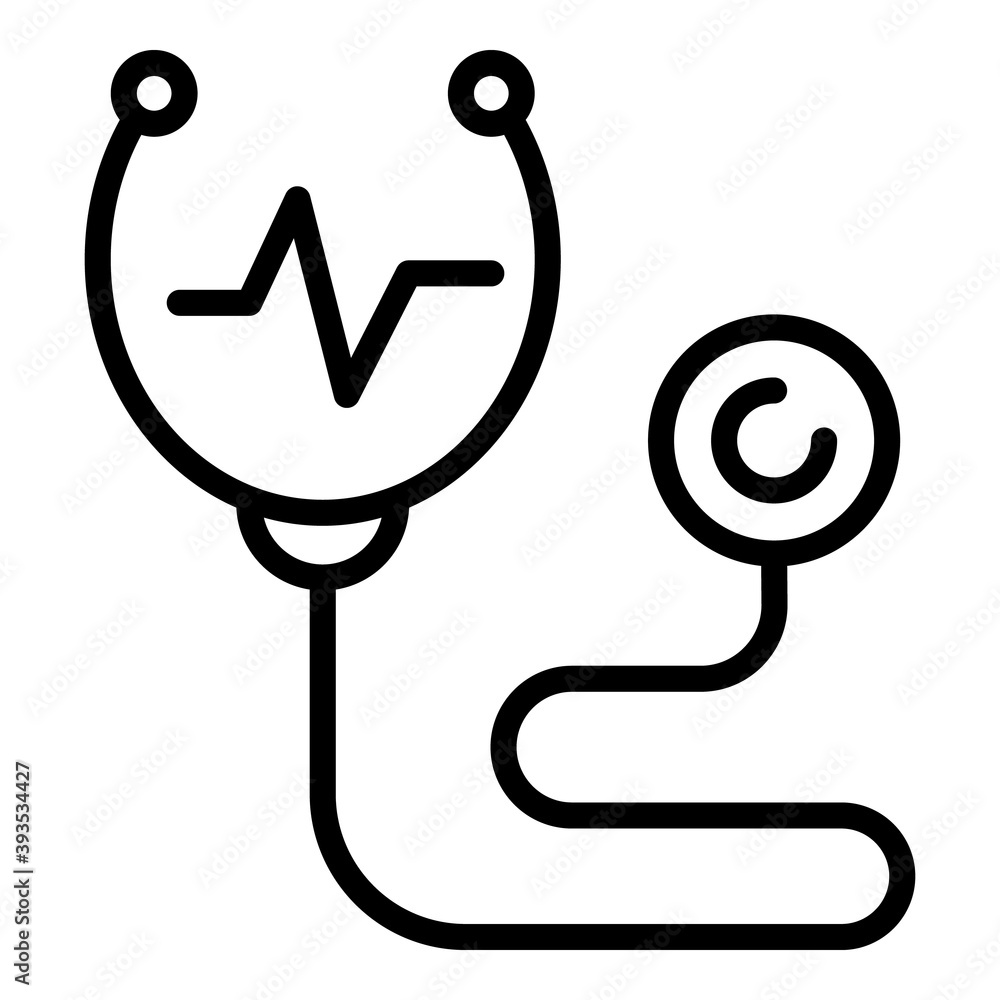 Poster heart rate stethoscope icon. outline heart rate stethoscope vector icon for web design isolated on w