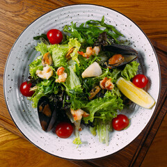 salad with seafood and herbs