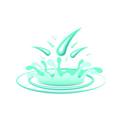 Abstract Paper Cut Ilustration Water Splash Drops Color Blue Background Vector Design Style