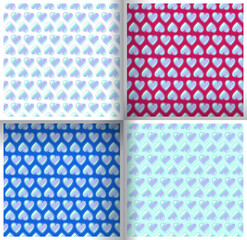 Set of glamorous pattern. Cute hearts with hologram texture. Nice for gift wrapping paper, packaging, scrapbooking, women's/girls' clothing, greeting cards, fashion decorations, parties or dreamy mood