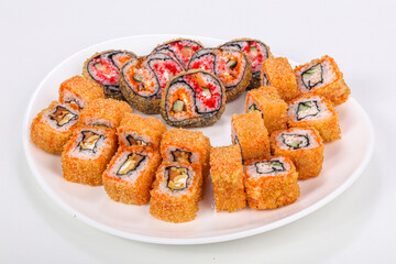Japanese roll set with fish