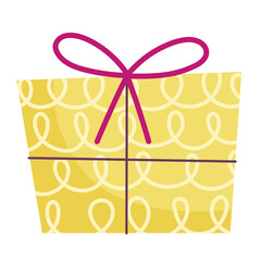 merry christmas yellow gift box decoration celebration icon design