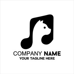 silhouette of a cat on a music icon